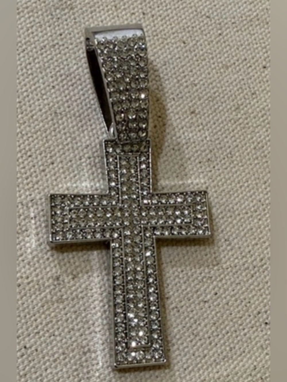 Pavé Crystal Cross Pendant in Silver Tone Cubic zirconia Cross  Pendant